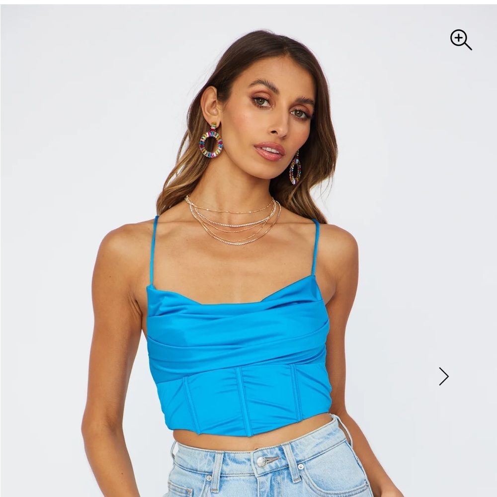 Hello Molly Whistle To My Heart Crop Top Blue